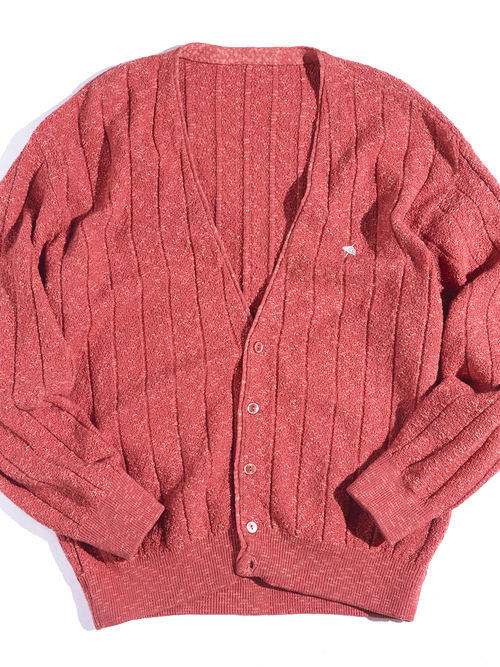 1970s "Alnord Palmer" acrylic knit cardigan -ORANGE-