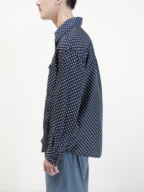 1980's~ 紅梅 Pure Silk 100% Polka Dot pattern L/S shirt