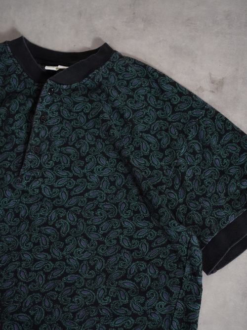 1990's Paisley pattern Henry-neck Tee / Made in Turkey