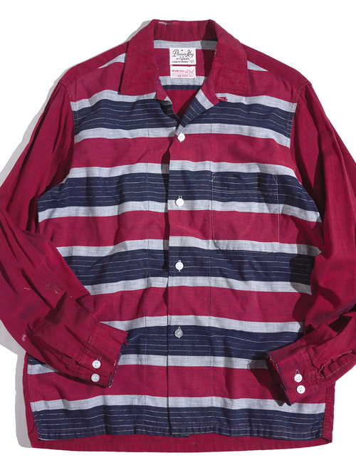 1960s "Pleasure King" cotton border shirt -RED-