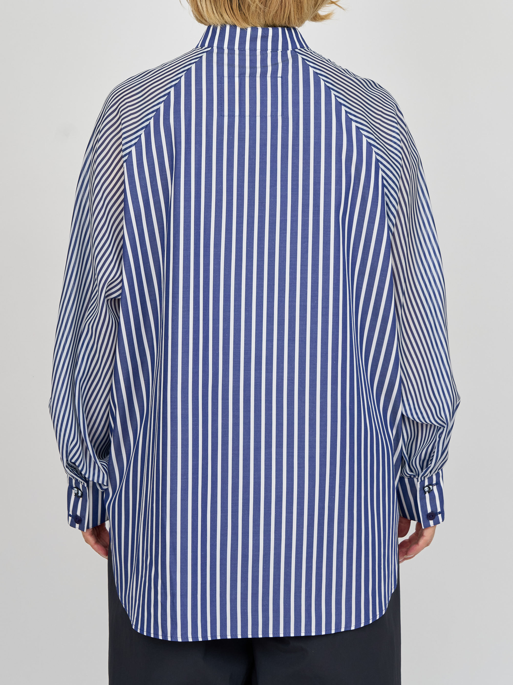 【受注商品】sheer striped blouse・NAVY