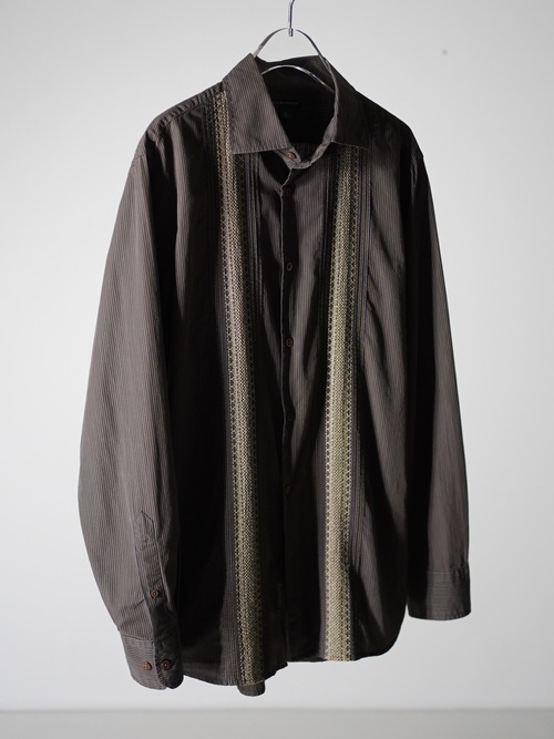 BANANA REPUBLIC Ethnic design cotton stripe L/S shirt