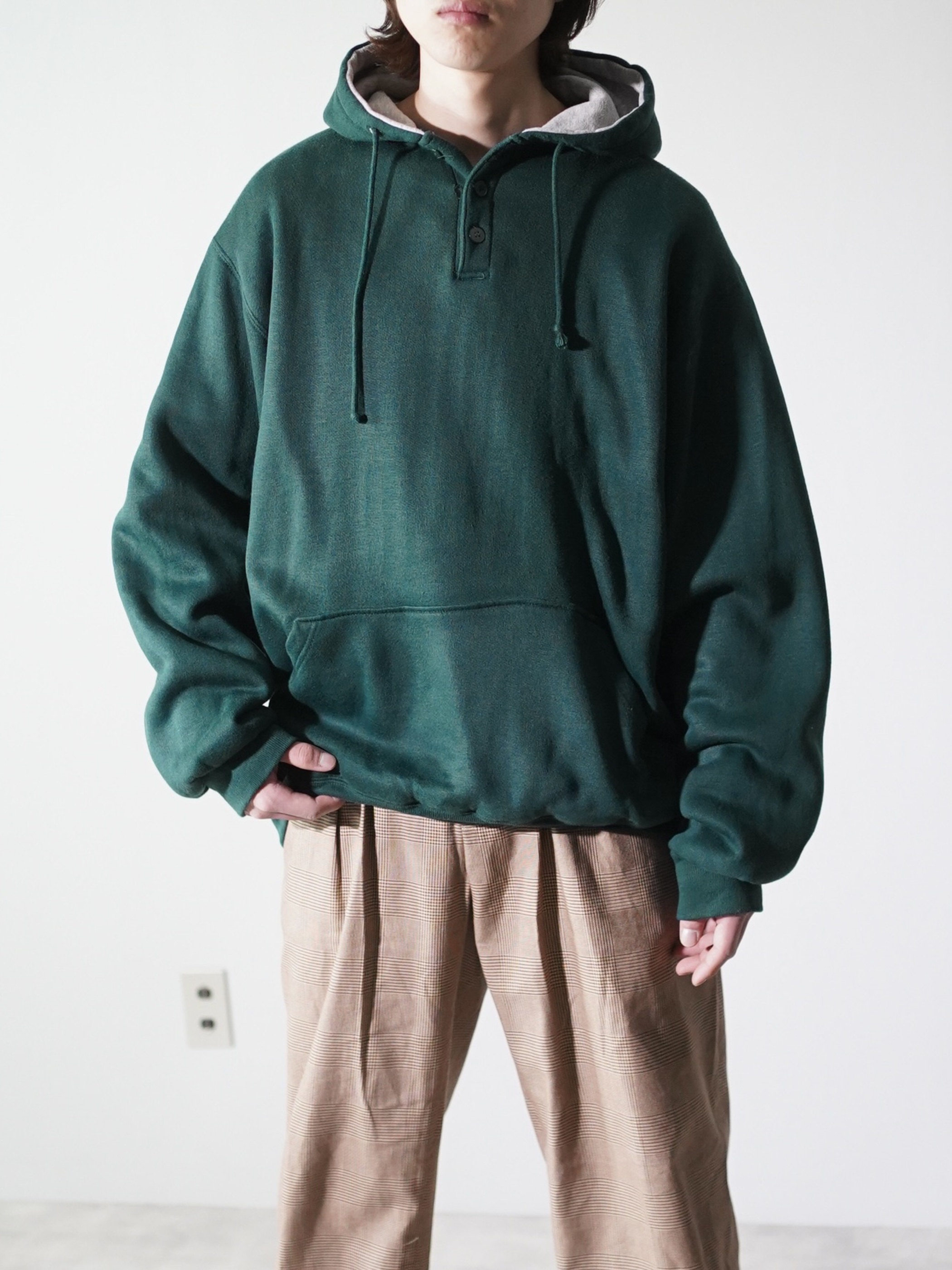 1990's Coleman Double face henry button sweat hoodie