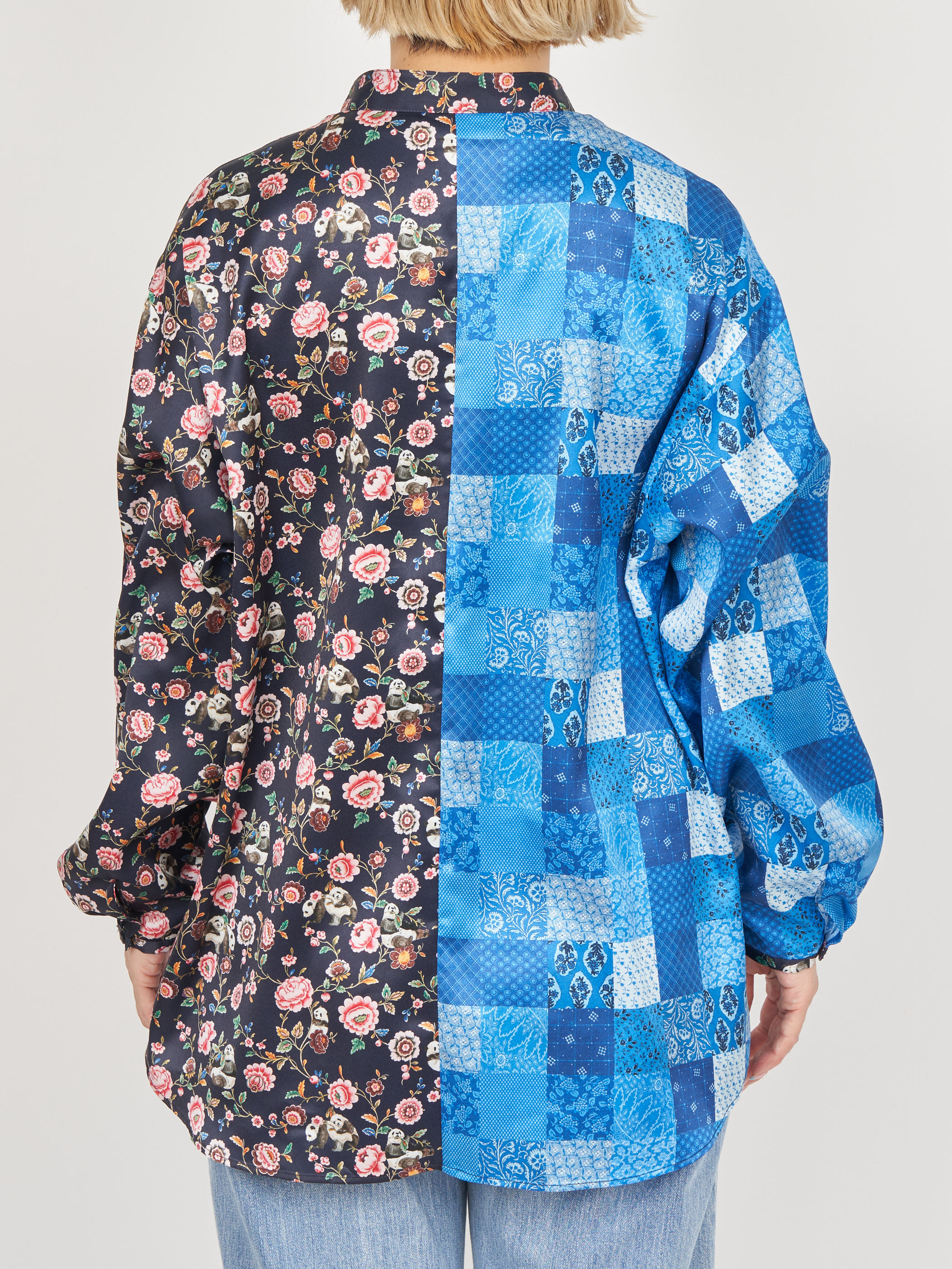 【受注商品】panda printed blouse・NAVY×BLUE