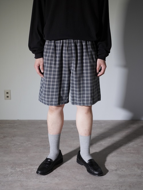 1990's puritan Elastic Cotton check shorts / Made in Nepal
