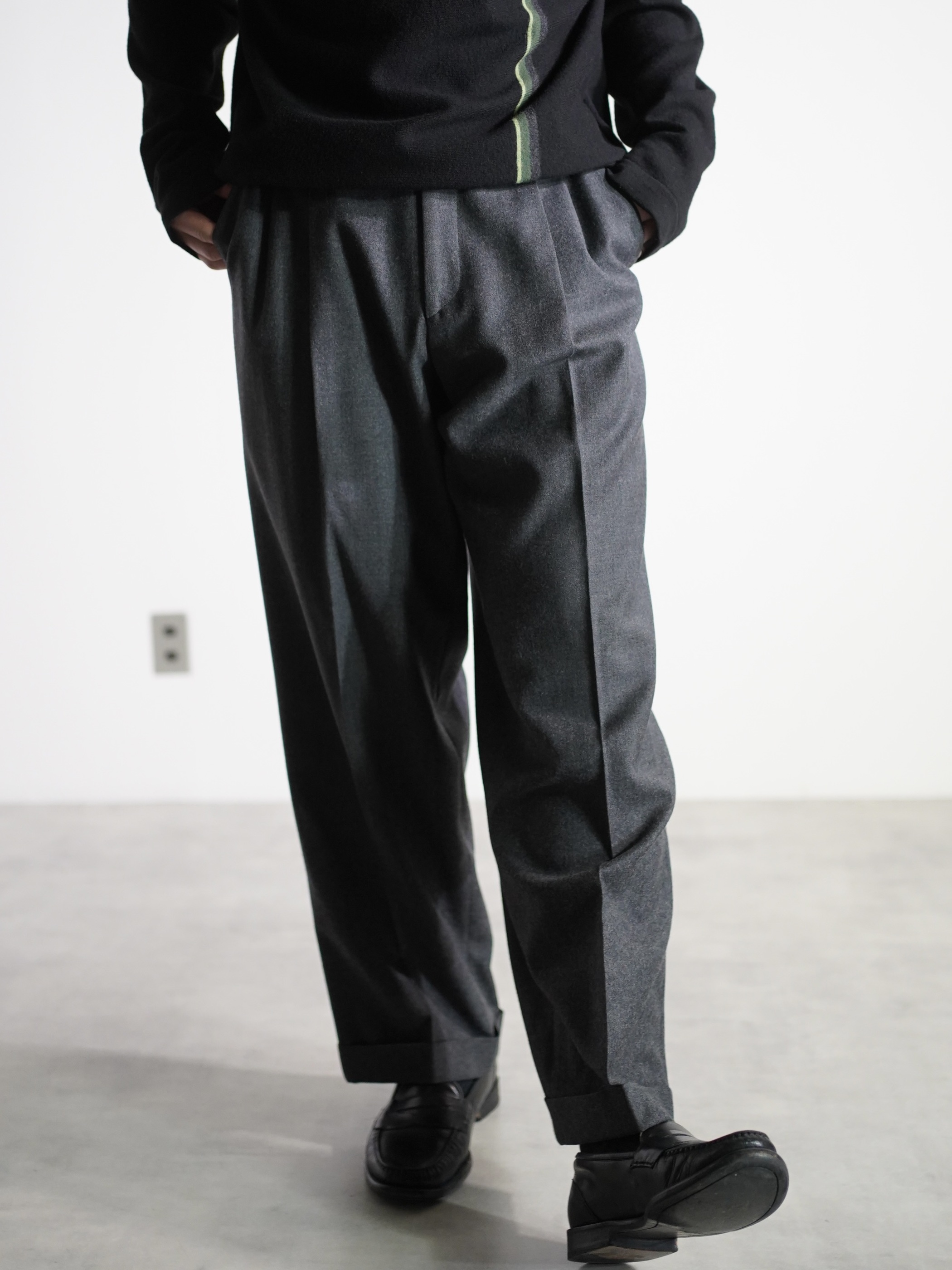 1980's METROPOLITAN VIEW for Litanus Pure virgin wool 2tuck dress trousers/Made in Italy