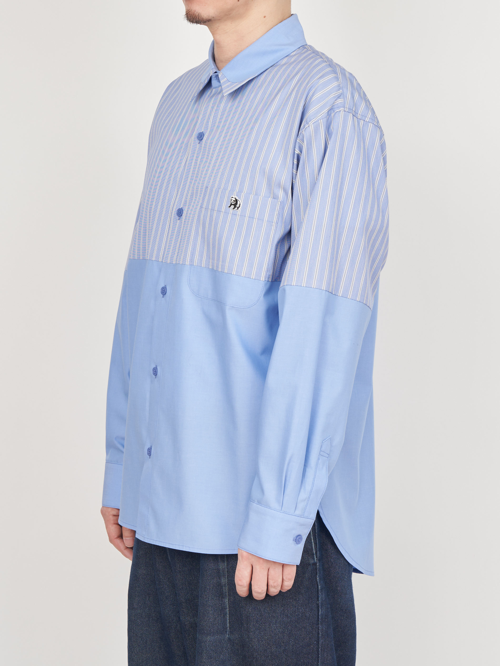 【受注商品】fake round collar shirt・LT.BLUE
