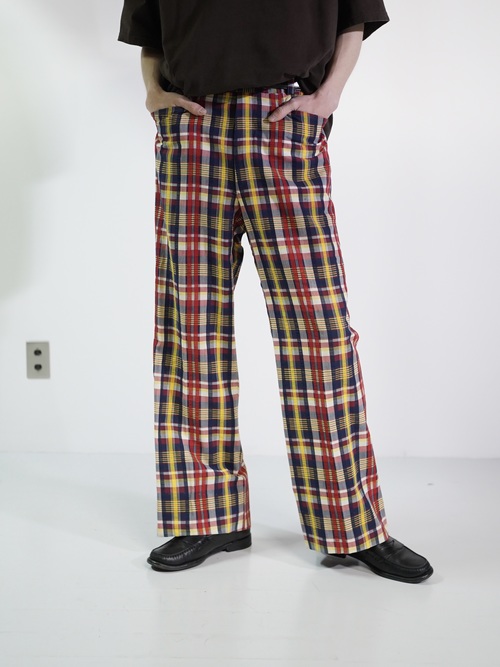 1970~ Unknown Seersucker flare check golf pants
