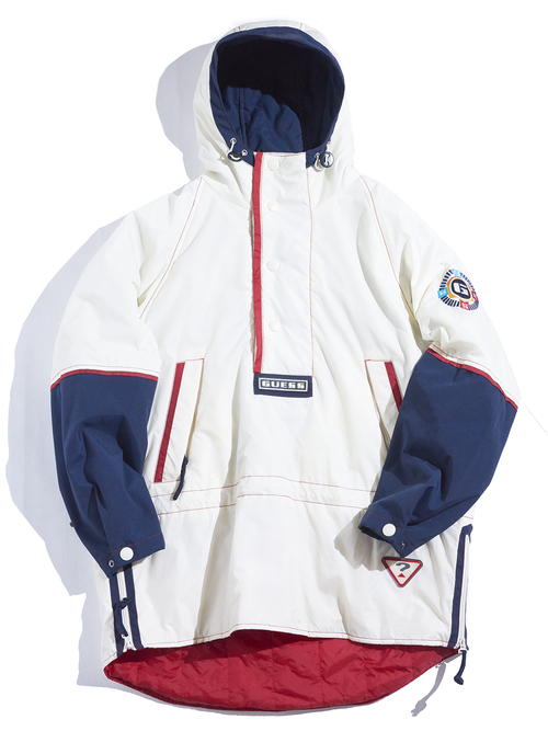 NOS 1990s "GUESS" padding anorak jacket -WHITE-