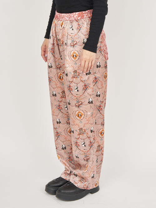 【受注商品】panda printed pajama pants・BEIGE×PINK