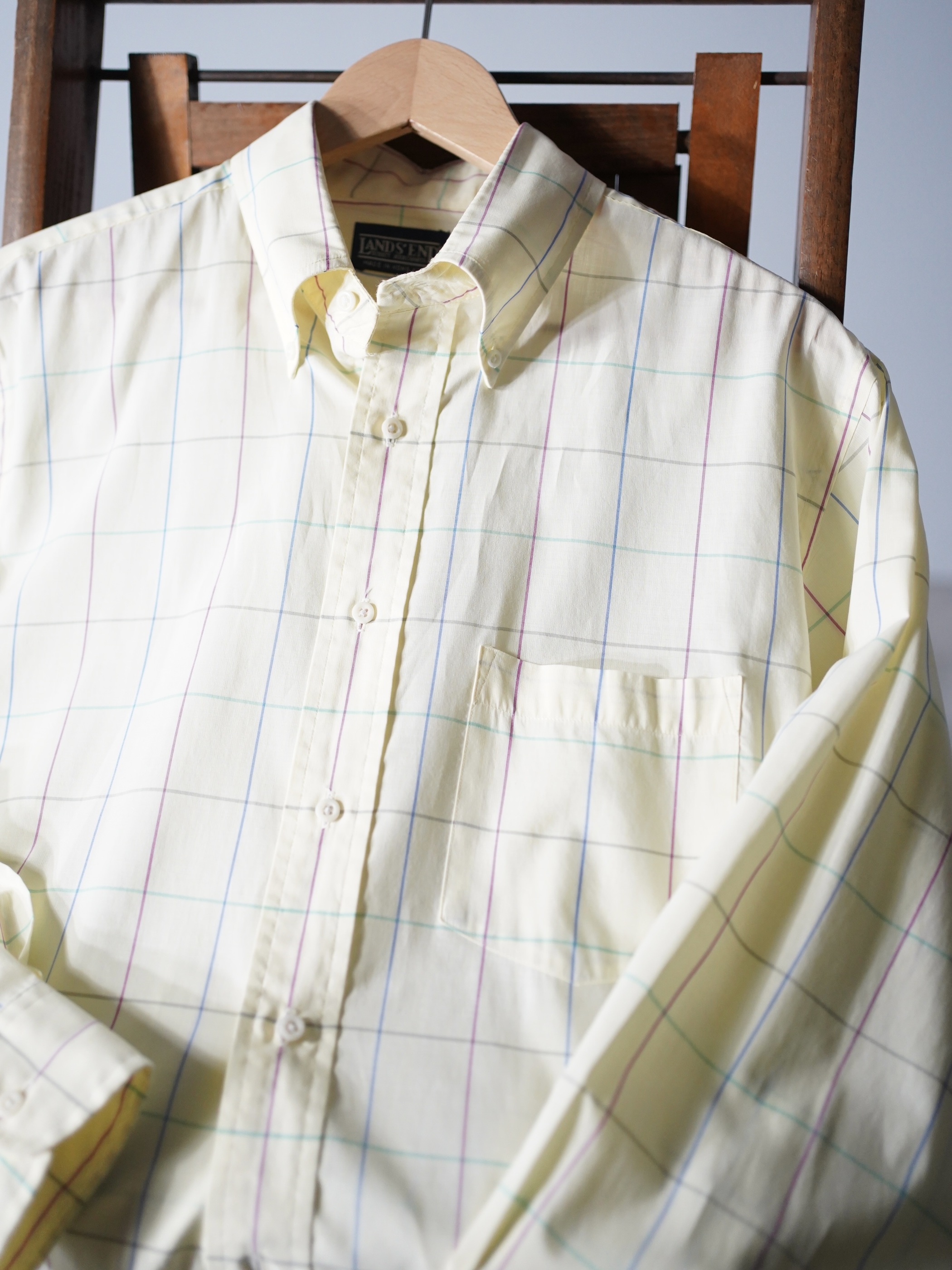 1990's LANDS' END B.D. Cotton dress shirt / Made in Hong Kong