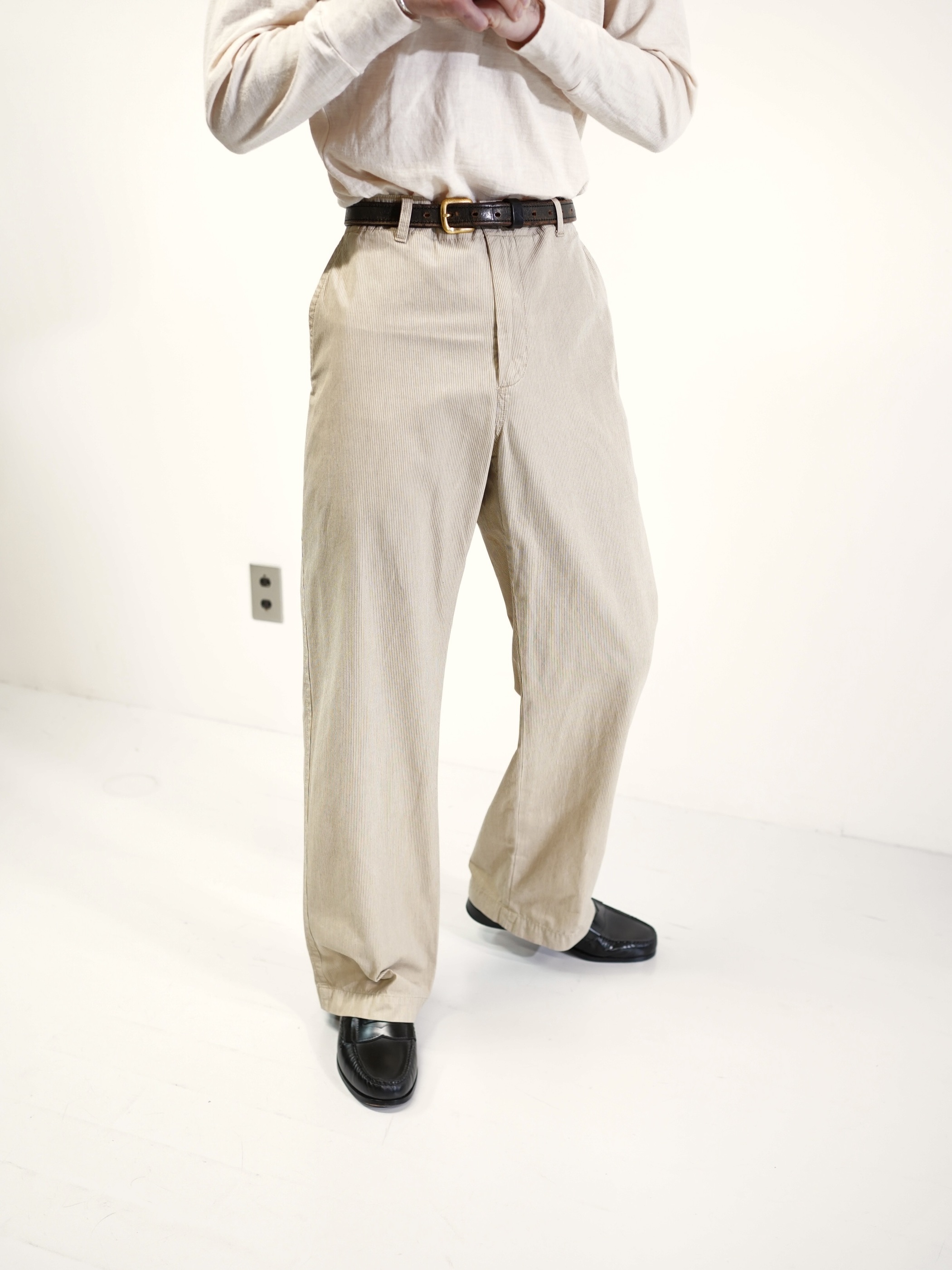 00's BANANA REPUBLIC Cotton stripe trousers / Made in India