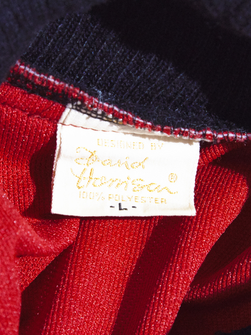 1970s "David Harrison" fake layered pullover shirt -RED-