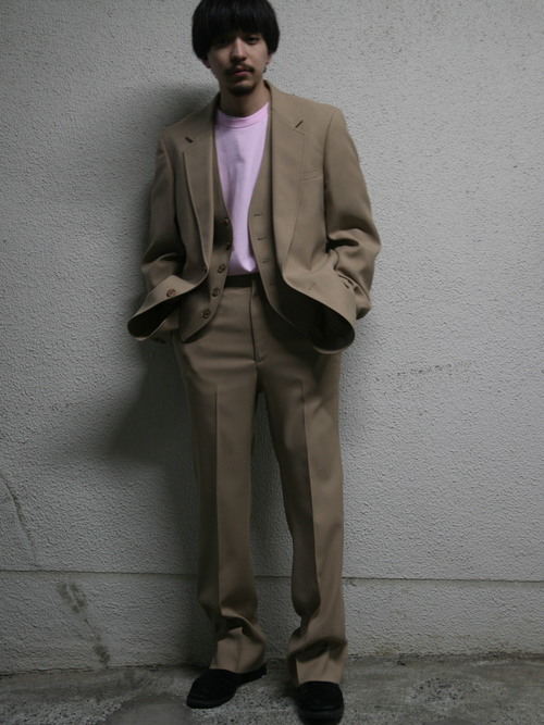 1970s "JC Penney" poly 3piece suits -BEIGE-