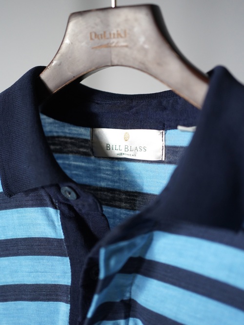 1990's~ BILL BLASS cotton poly 比翼 border polo shirt