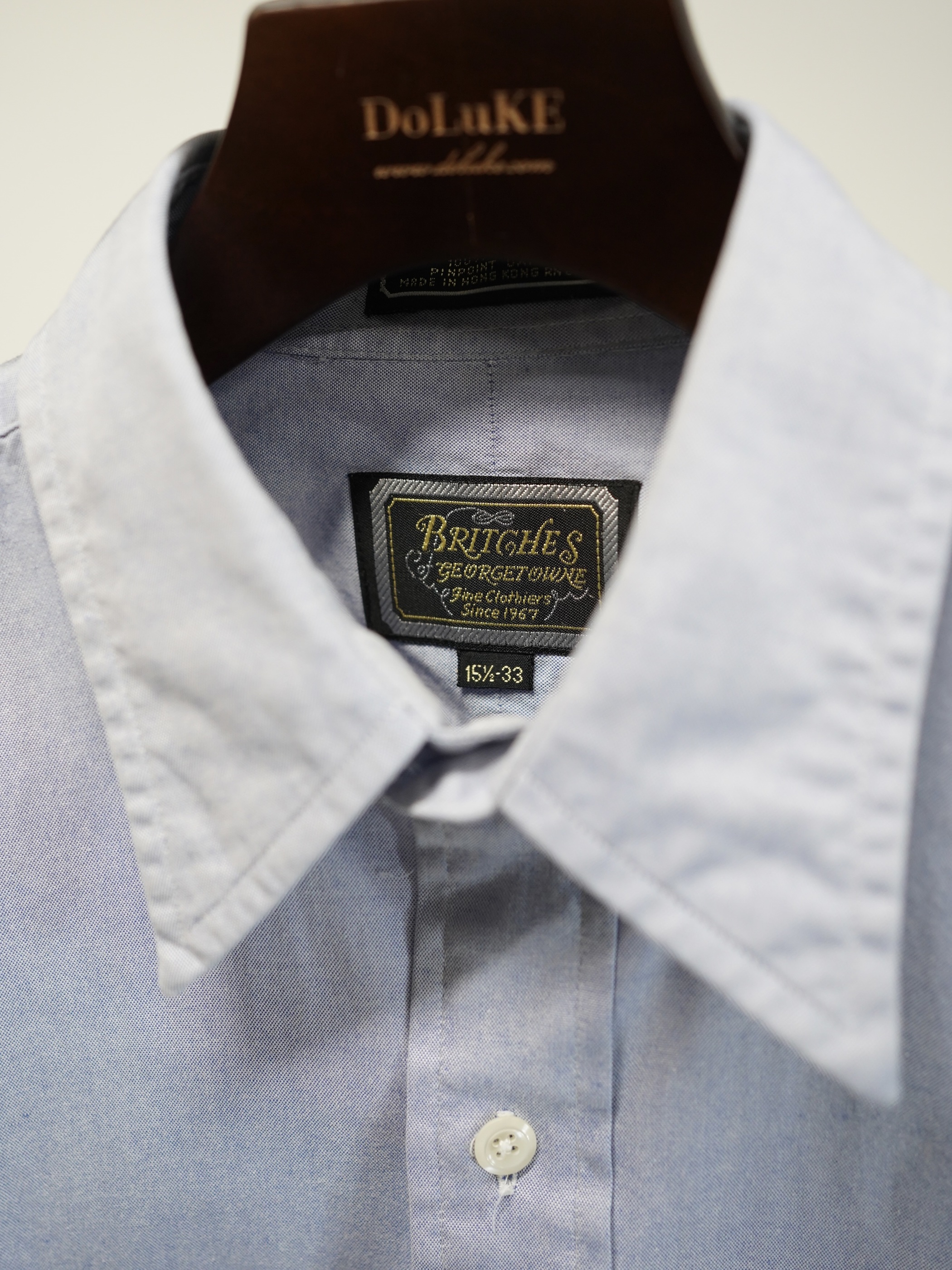 1990's BRITCHES Pinpoint Oxford cotton L/S shirt / Made in Hong Kong