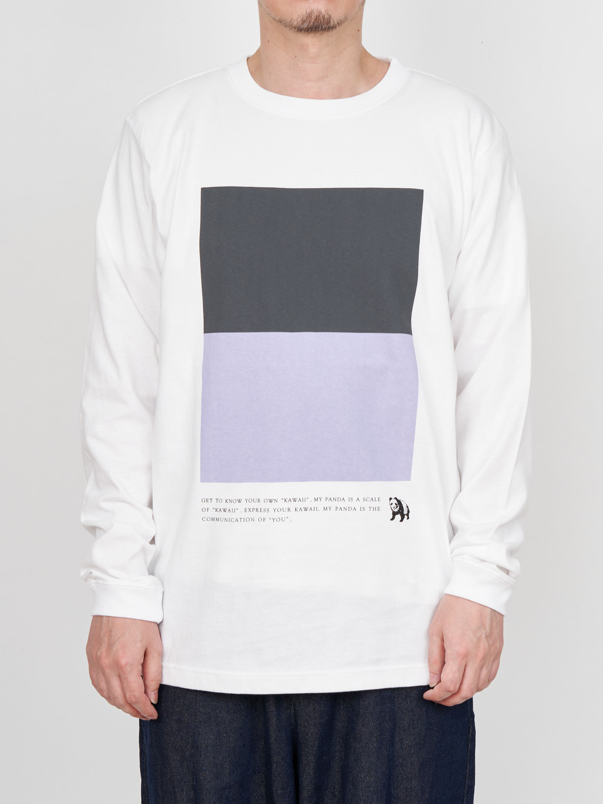 two-tone long t-shirt・BLACK×LAVENDER