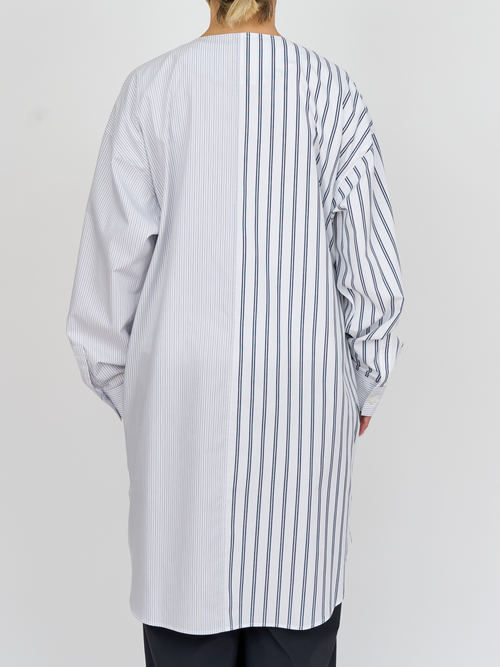 【受注商品】two-tone stripe long shirt・WHITE×NAVY 【受注商品】two-tone stripe long shirt・WHITE×NAVY