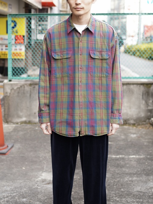 1990's GAP Cotton flannel check shirts/Made in Portugal