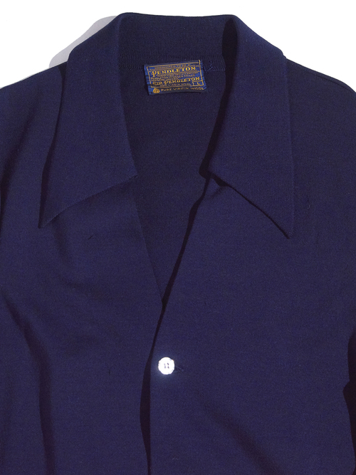 1970s "SIR PENDLETON" zephyr wool knit jacket -NAVY-