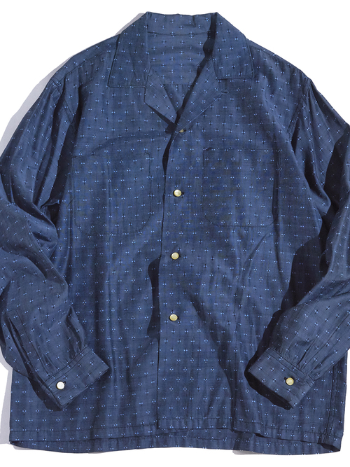 1960s "unknown" rayon woven pattern shirt -GREY-