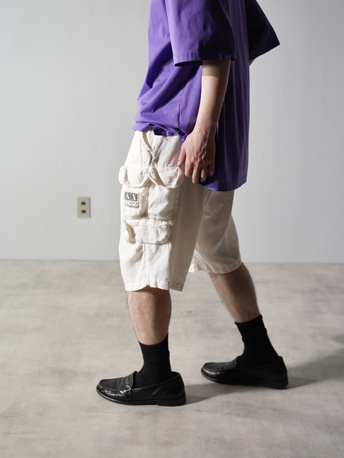 ARMANI EXCHANGE 100% Linen military sampling gimmick shorts