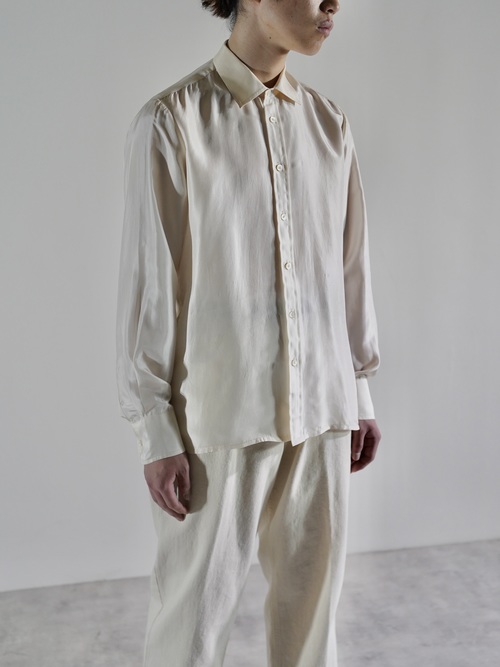 Vintage SAKS FIFTH AVENUE 100% Pure silk satin Dress shirt / Made in Hong Kong