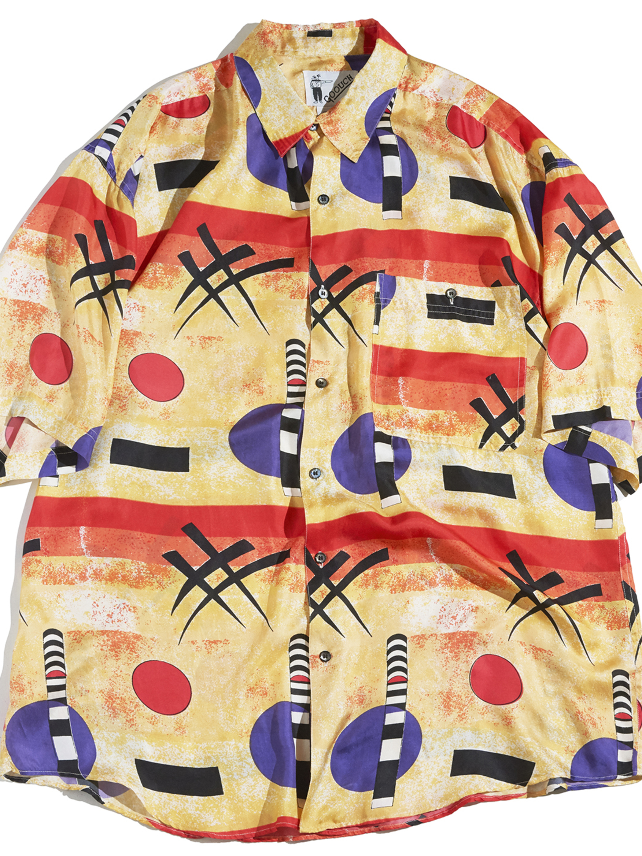 1980s "GOOUCH" silk pattern s/s shirt -YELLOW-