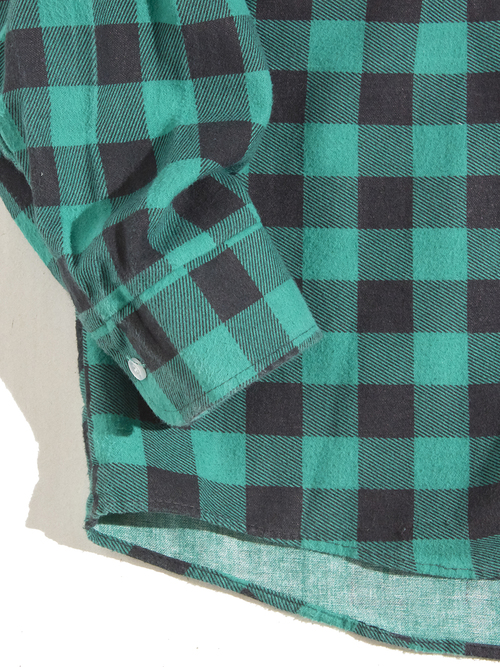 1990s "AMERICAN EDITION" print flannel check shirt -GREEN-