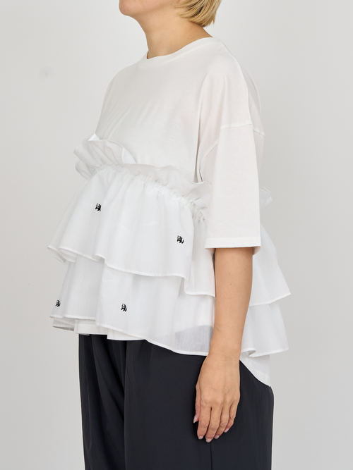 【受注商品】mini pandas frilled top・WHITE×WHITE
