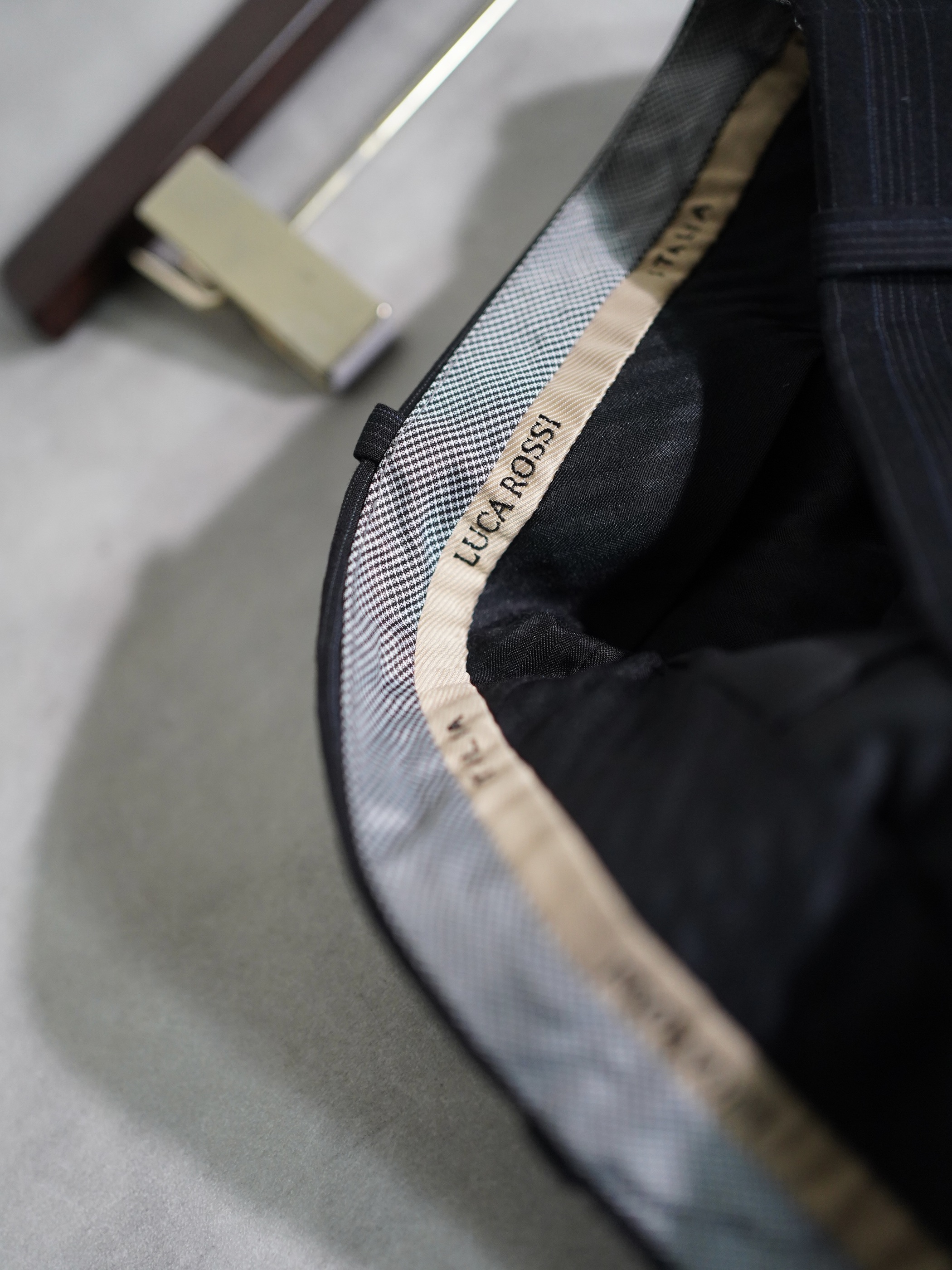 1990~ LUCA ROSSI Viscose × Poly stripe 2tuck dress trousers