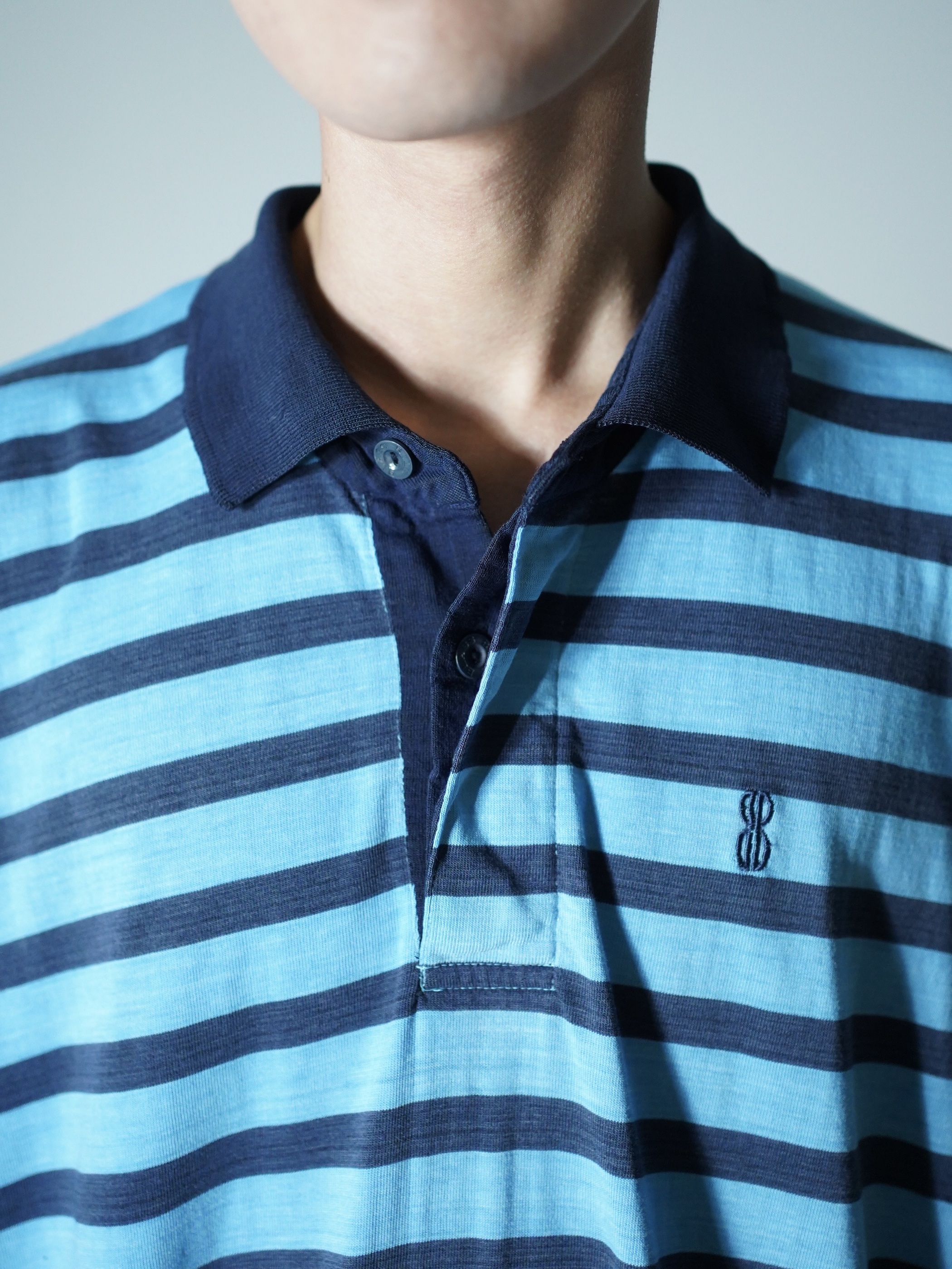 1990's~ BILL BLASS cotton poly 比翼 border polo shirt
