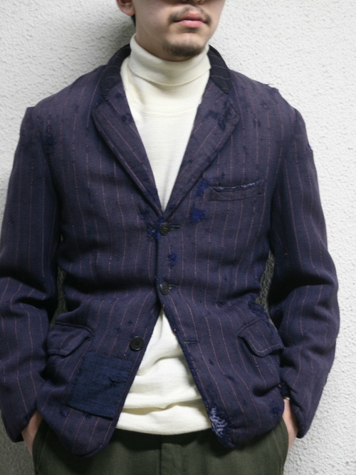 1930s "unknown" wool boro tailored jacket -FADE NAVY-