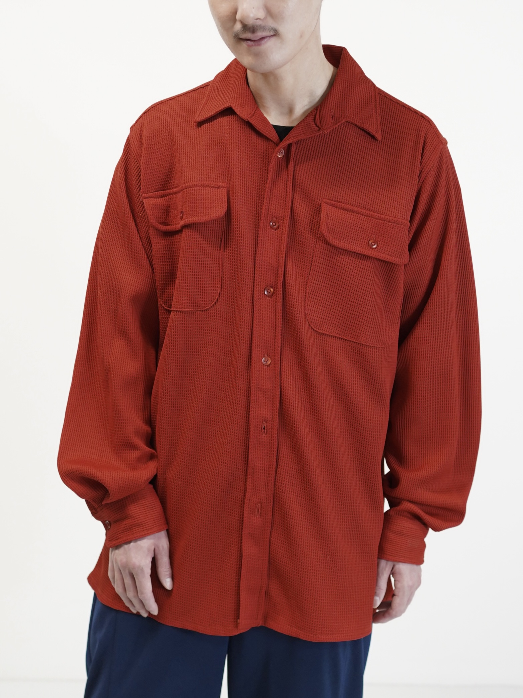 1990's HABAND Poly 100% waffle fabric L/S shirt