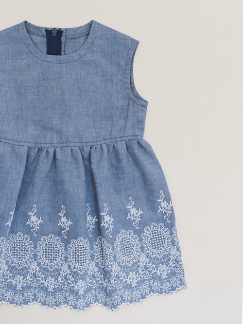 BLUE CHAMBRAY with LACE dress