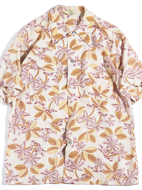 1940-50s "Bond" cotton hawaiian shirt -BEIGE-