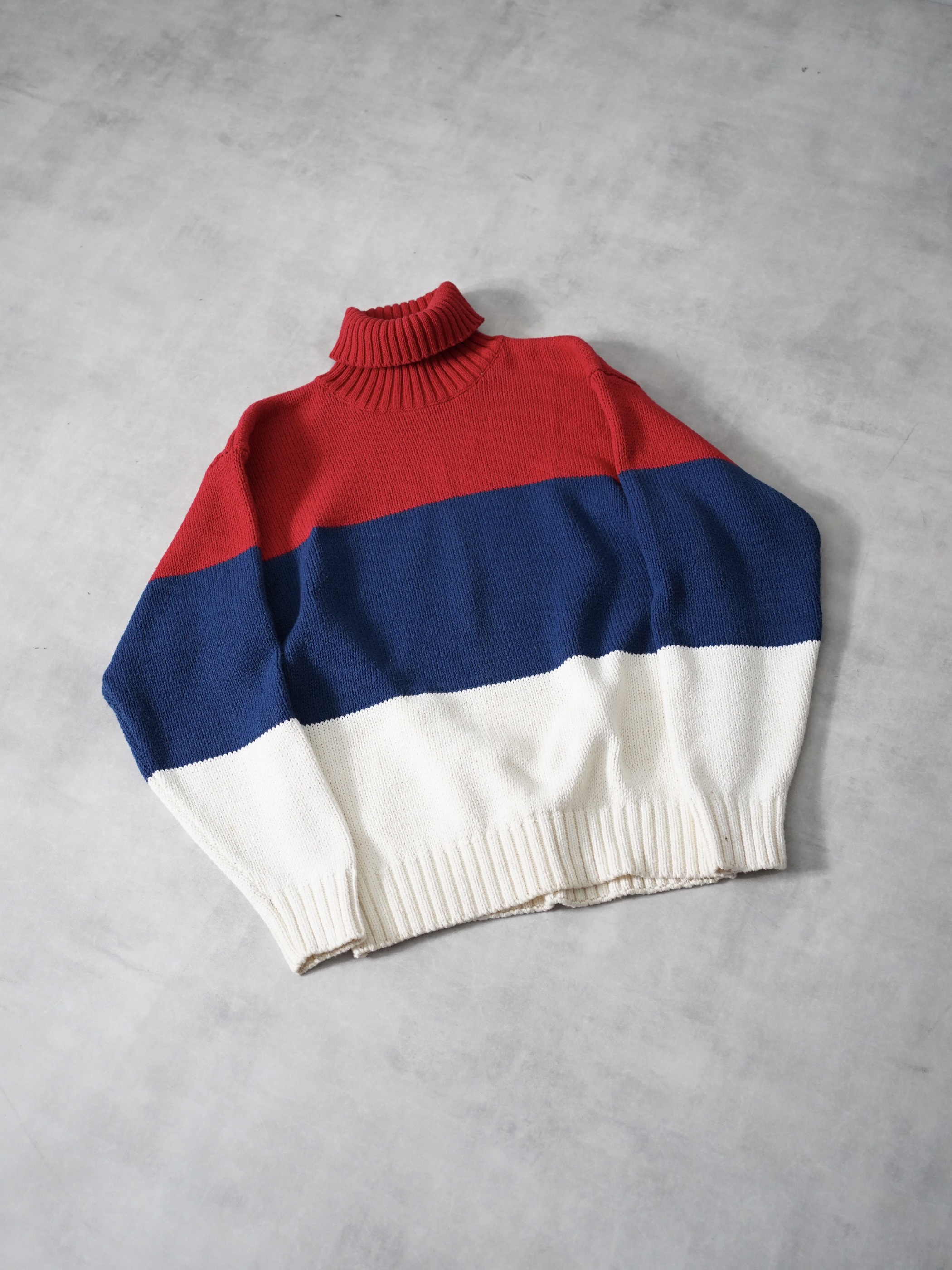 1980~90's GAP Hi-neck border cotton knit sweater