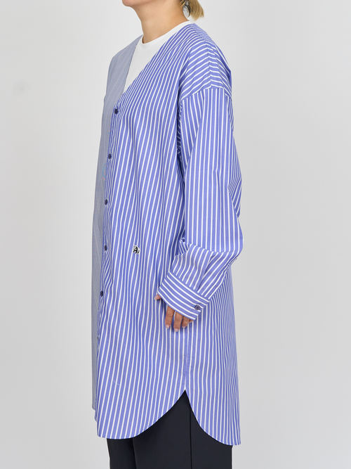 【受注商品】two-tone stripe long shirt・BLUE×NAVY