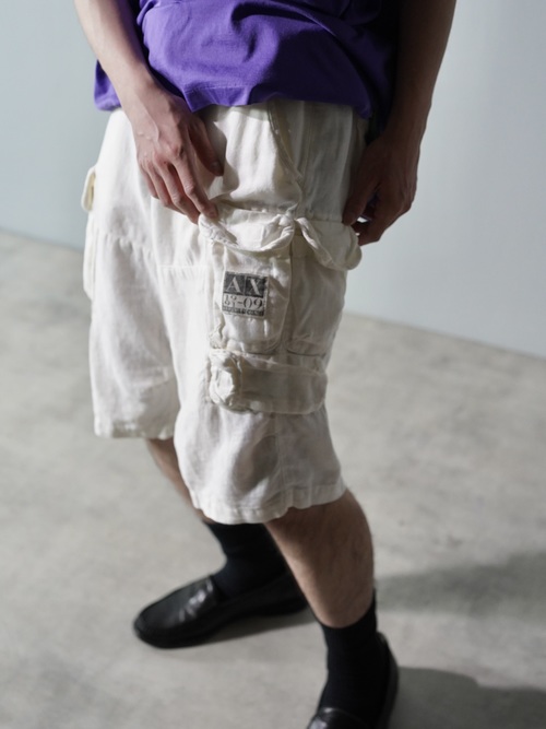 ARMANI EXCHANGE 100% Linen military sampling gimmick shorts