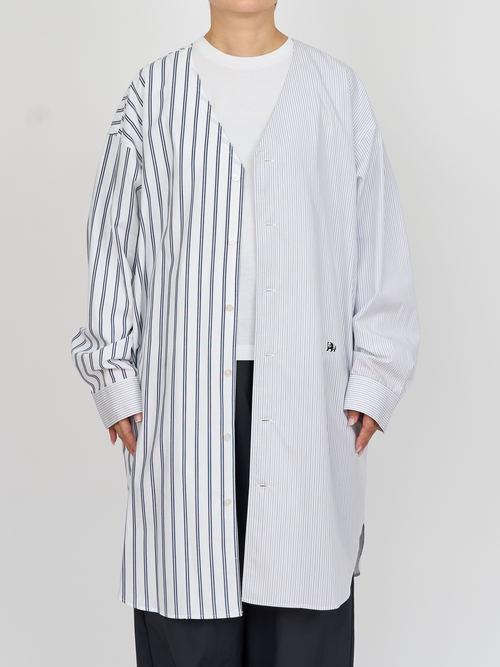 【受注商品】two-tone stripe long shirt・WHITE×NAVY 【受注商品】two-tone stripe long shirt・WHITE×NAVY