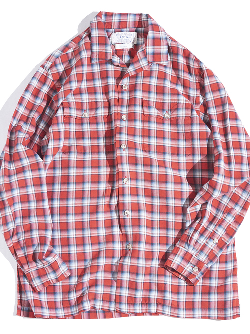 1980s "Polo Ralph Lauren" cotton check shirt -RED-