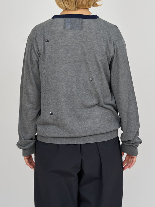 【受注商品】mini pandas summer cardigan・GRAY×NAVY