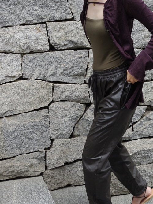 Synthetic Leather Track Pants