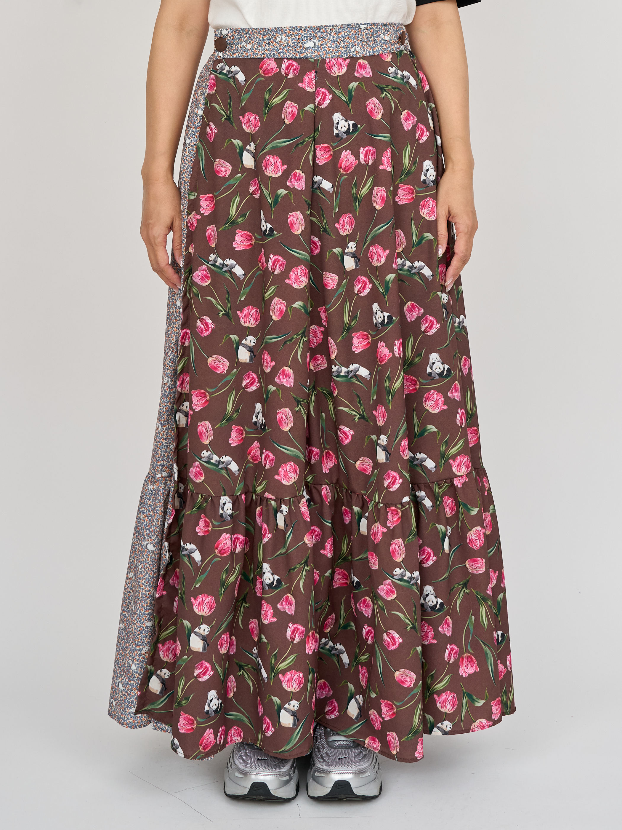 【受注商品】2way wrap skirt・RED×GRAY 【受注商品】2way wrap skirt・RED×GRAY