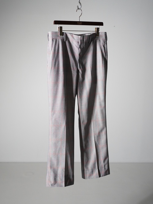 1970's~ Glen check boot cut poly dress pants