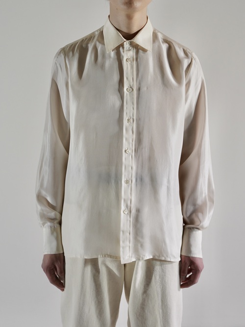 Vintage SAKS FIFTH AVENUE 100% Pure silk satin Dress shirt / Made in Hong Kong