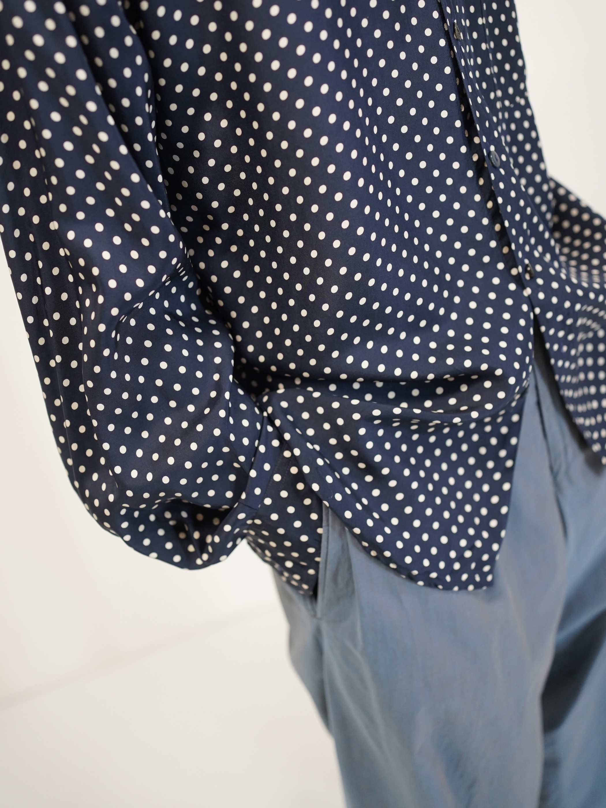 1980's~ 紅梅 Pure Silk 100% Polka Dot pattern L/S shirt