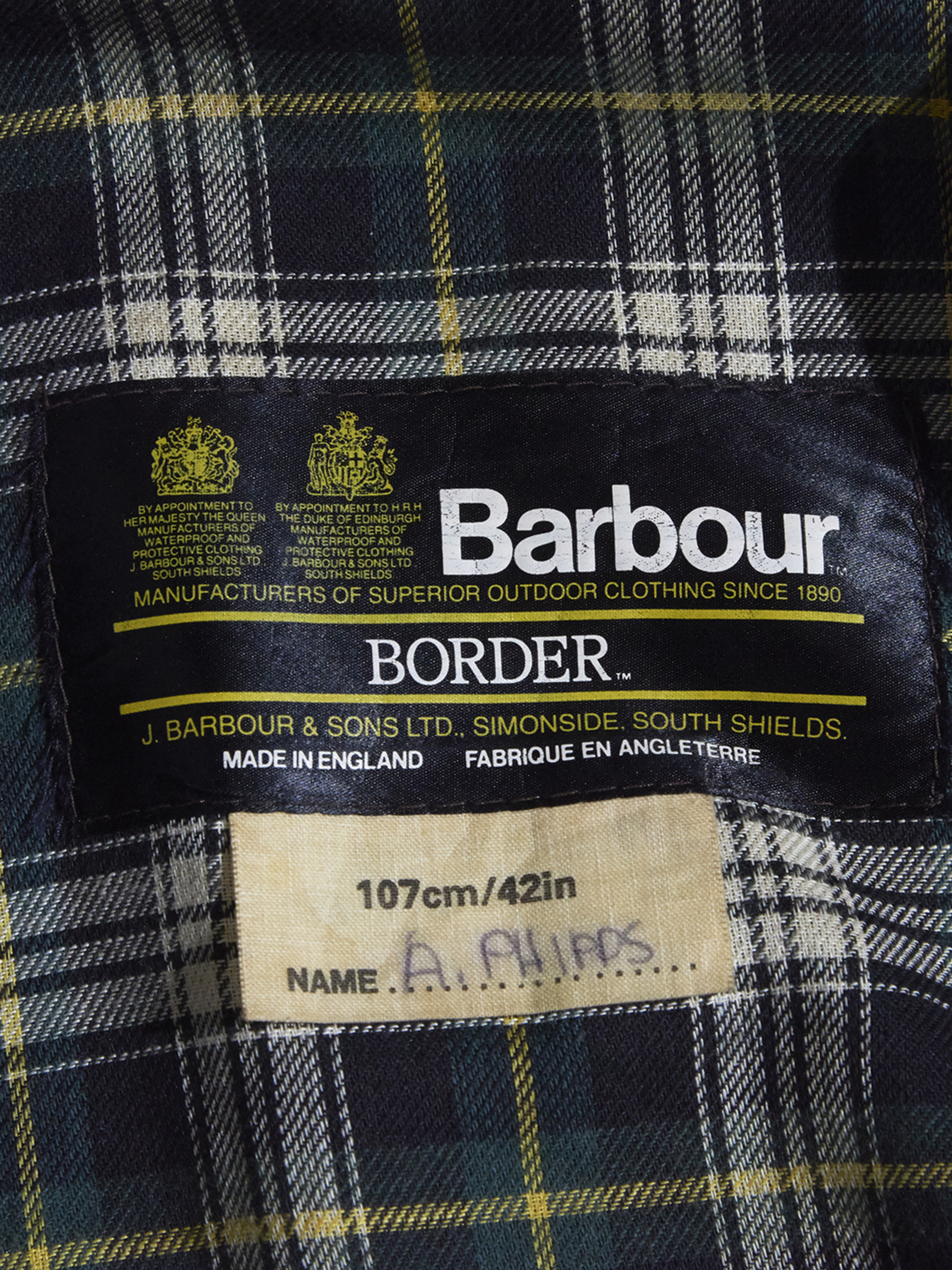 1980s "Barbour" 2warrant BORDER oiled jacket with hood -OLIVE GREEN-