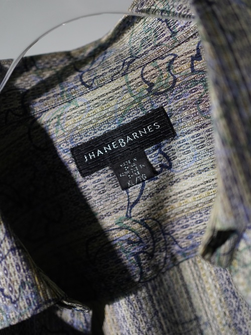 1990's JHANE BARNES Silk Cotton abstract pattern on stripe L/S shirts