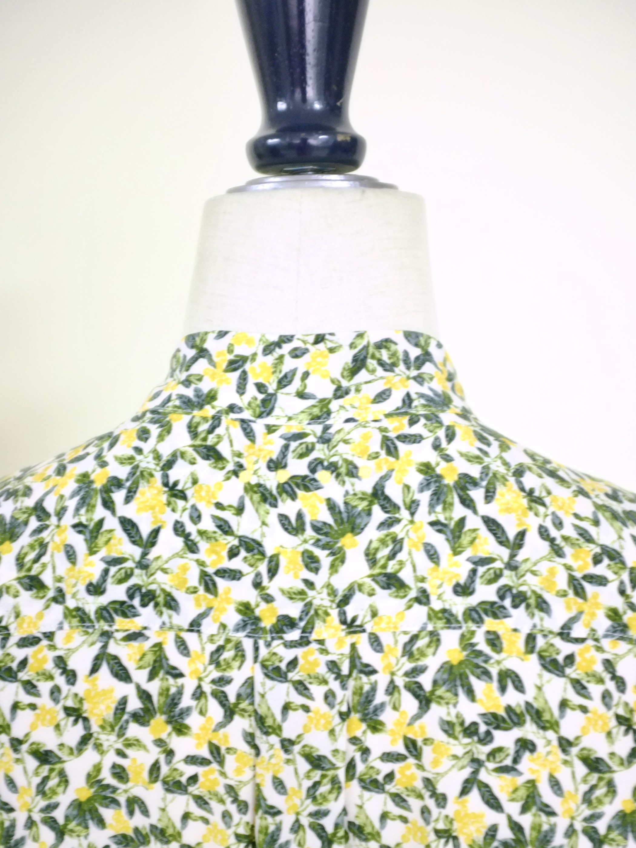 floret print bow-tie shirt DRESS - col.yellow floret print
